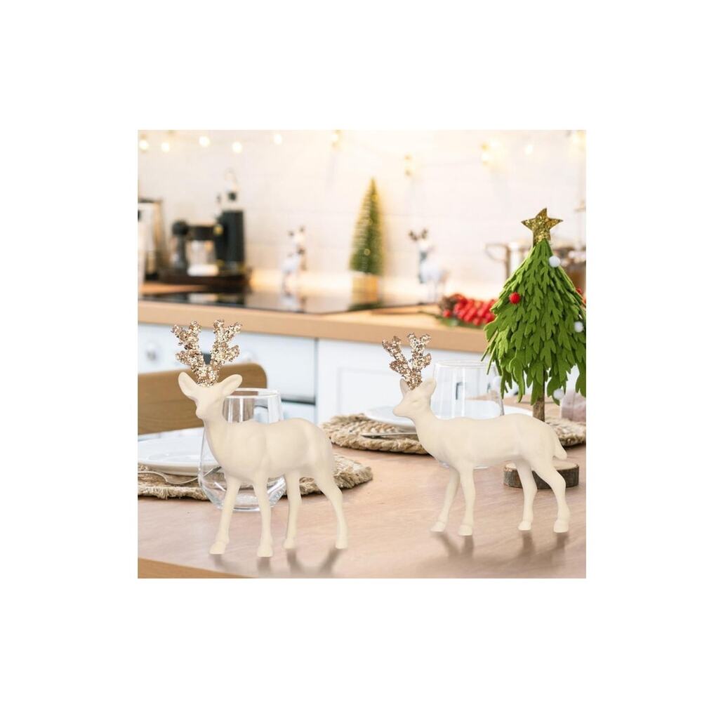 Set of 2 Velvet Reindeers Christmas Decorations